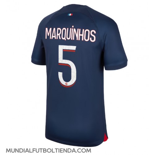 Camiseta Paris Saint-Germain Marquinhos #5 Primera Equipación Replica 2023-24 mangas cortas